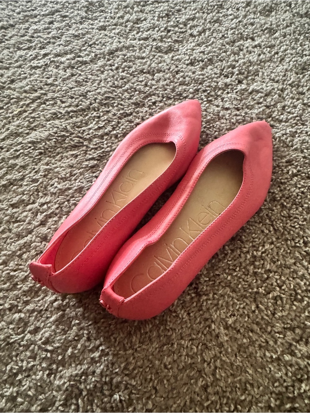 Calvin Klein Coral Pink Pointed Ballet Flats